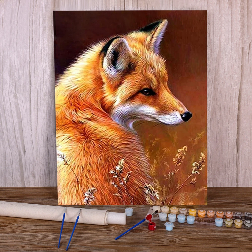 Animal Fox DIY Painting By Numbers Kit Oil Paints 50*70 Oil Painting Loft Wall Picture For Kids Handiwork Wall Art For Drawing