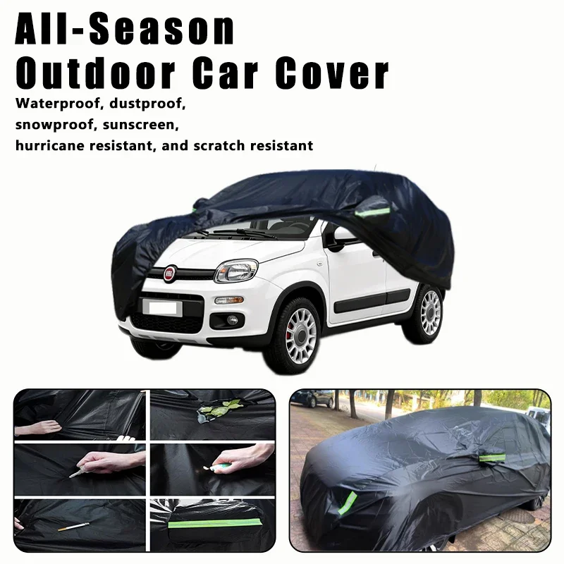 Car Cover for Fiat Panda- Outdoor Full Body Protection, Waterproof Dustproof Heat-Resistant, All-Season Use Exterior Accessories