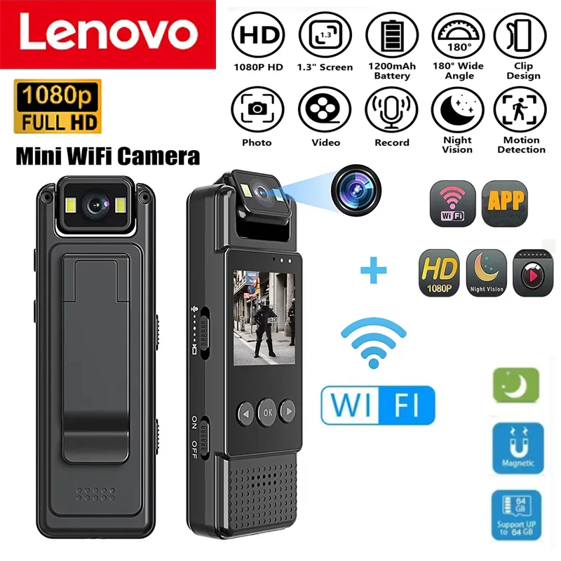 

Lenovo L12 Wifi Mini Camera 1080P Portable Digital Video Recorder Worn Police Small Body Cam Night Vision DV Miniature Camcorde