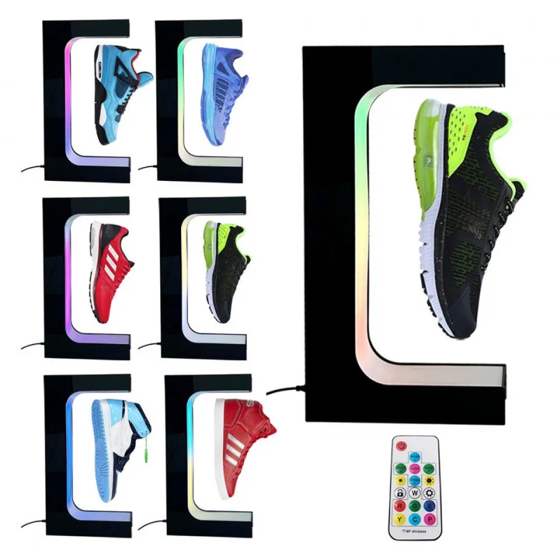 Rotating Luminous Acrylic Magnetic Suspension Shoes Showing Stand