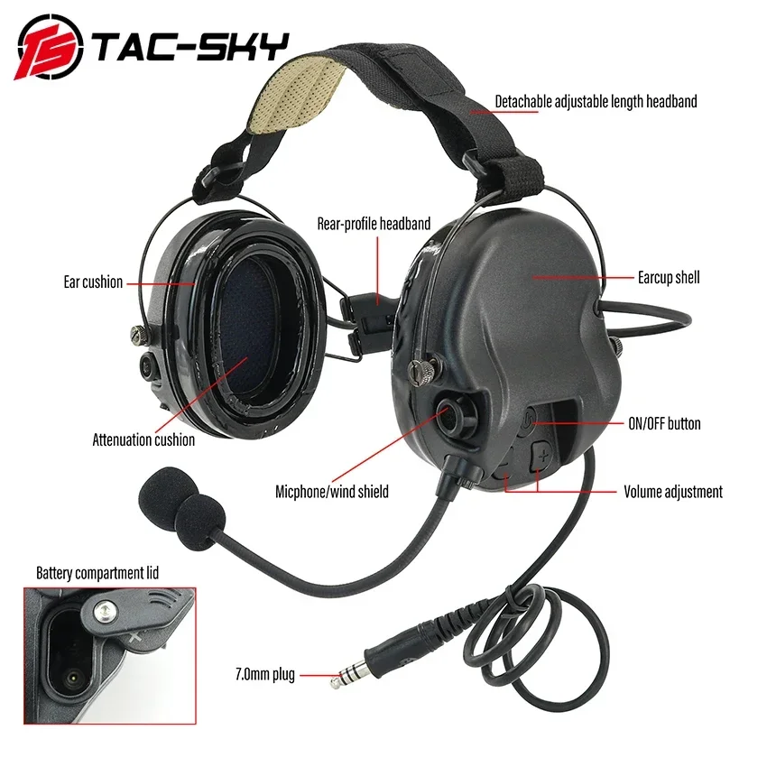 

TAC-SKY H302 Tactical Headset Ear Protector Digital DSP Modular Military Headset Airsoft Shooting Walkie Talkie Headphone