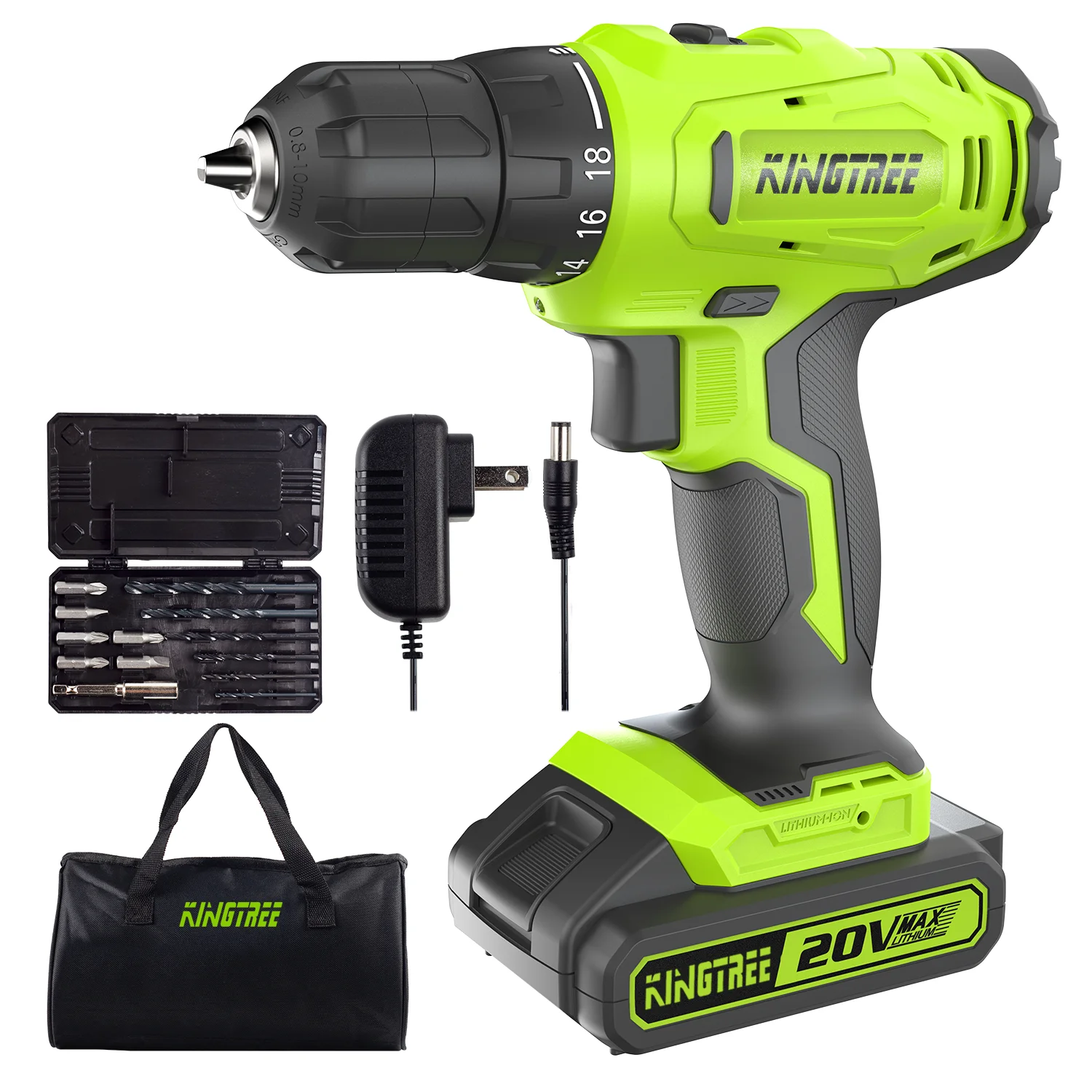 

Kingtree 18V Electric Screwdriver Cordless Drill 32N.m 1500mAh Li-ion dual Speed Power Tools Home DIYS