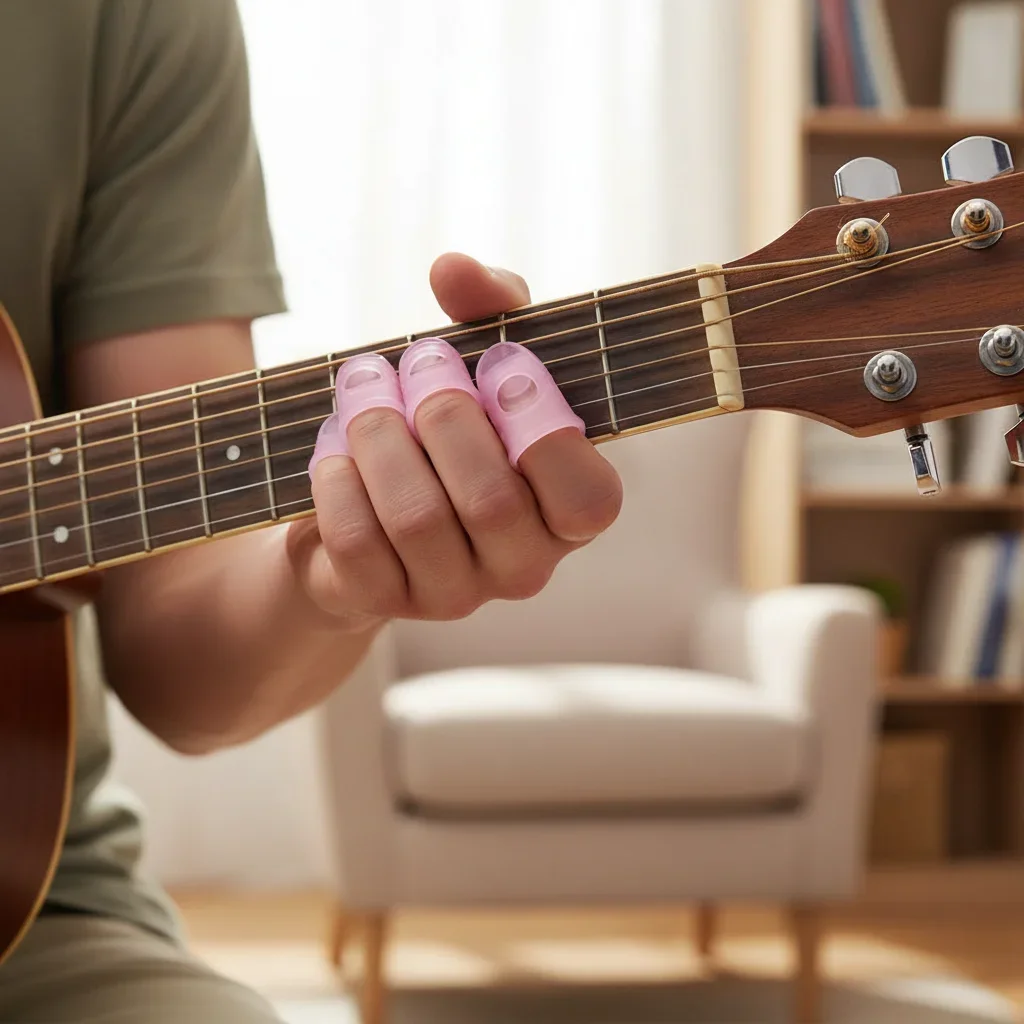 High Quality Antipain Silicone Fingerstall For Ukulele Finger Guards Guitar Fingertip Protection Guitars Press Accessories