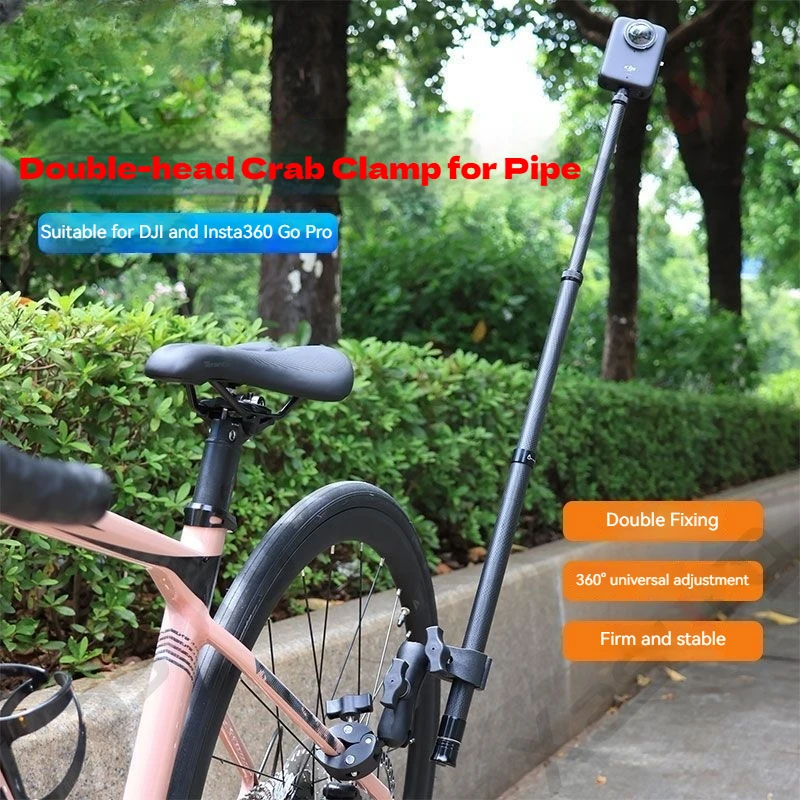 Uchwyt mocujący do kierownicy motocykla/roweru, klips, do Insta360 X5/4/3, GoPro 12 11, DJI Action 3/4/5pro, przedłużany kijek do selfie 1.2m — zdjęcie produktu 4