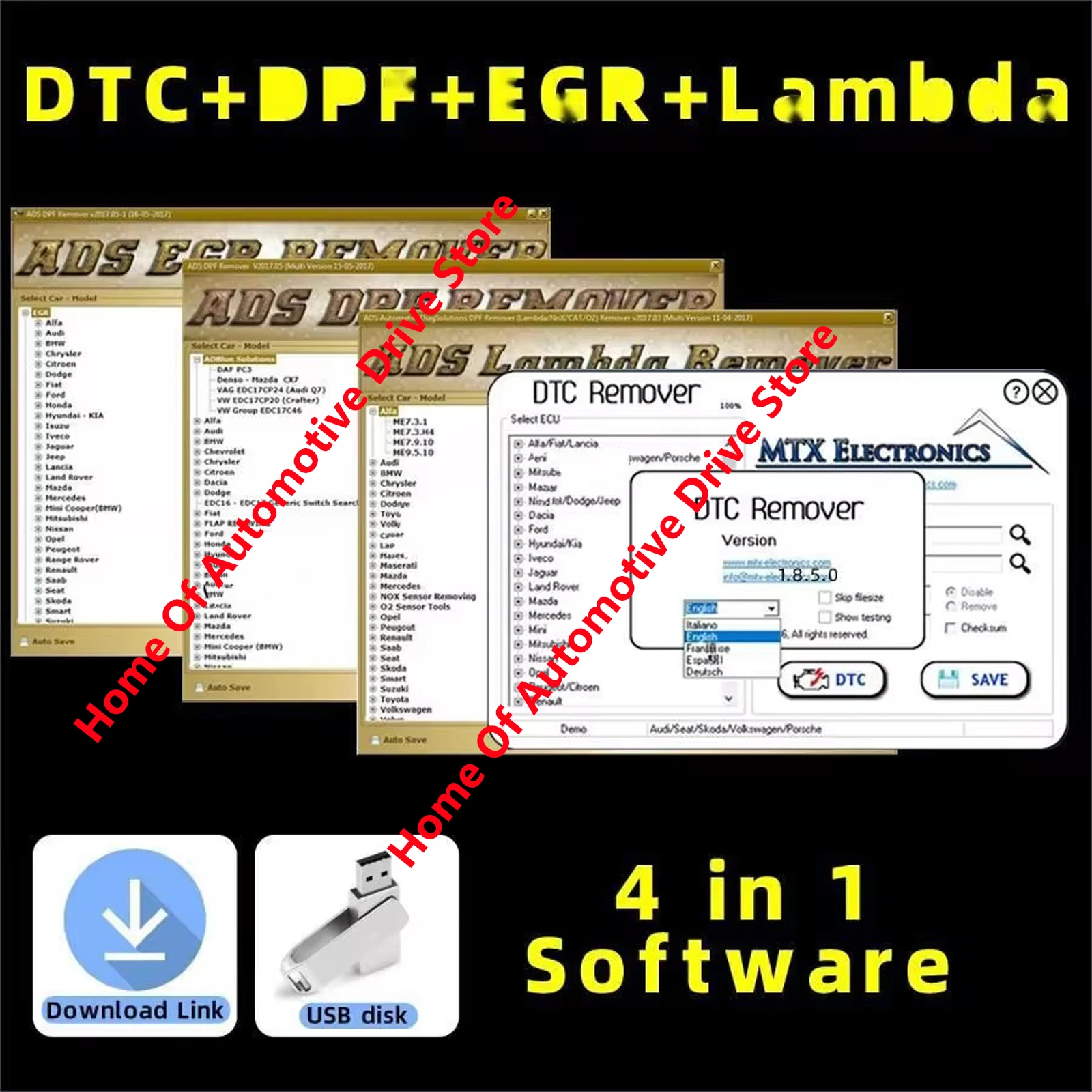 2024 New Car accessories tools DTC+ DPF+EGR hot sell Lambda Remover Full 2017.5 Version Software + Unlock keygen + Install Video