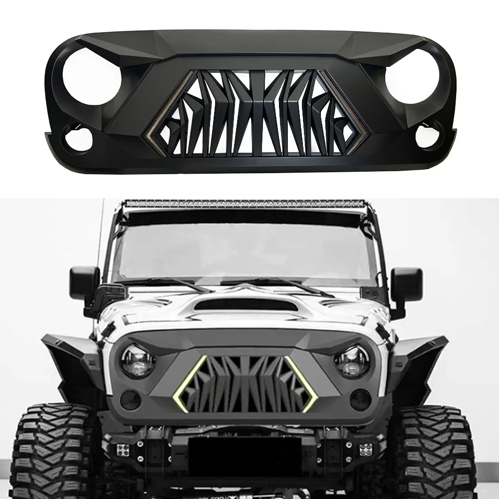 

Modified Bumper Mesh Racing Grille For Jeep Wrangler JK JKU 2007 2008 2009 2010 2012 2013 2014 2015 2016 2017 Front Grills