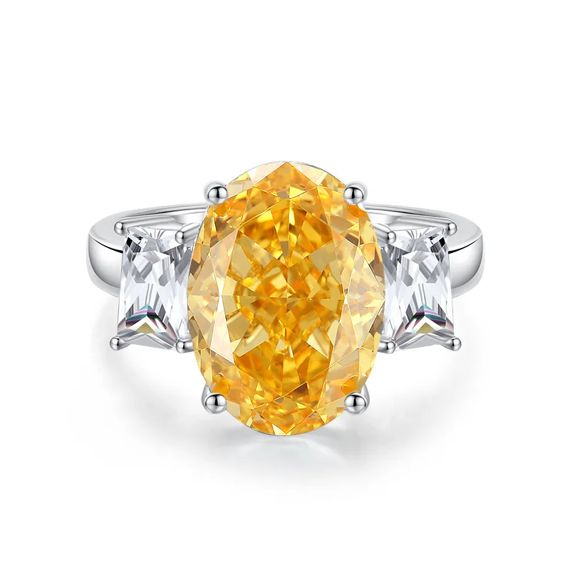 Pigeon Egg Ice Flower Zircon Flash S925 Sterling Silver Ring for Women