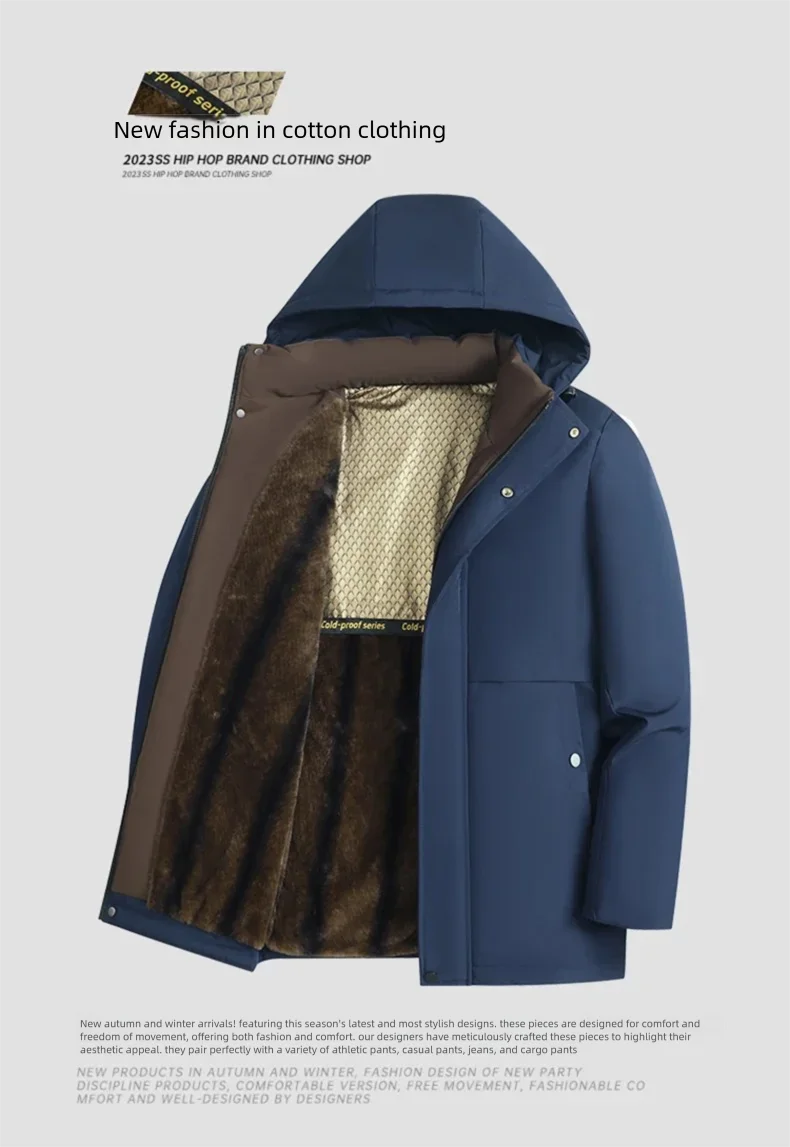 معاطف الشتاء ملابس الآباء عارضة الرجال سترات الرجال معطف رشاقته مقنعين للماء أبلى الدافئة متوسطة طويلة سترة معطف #1