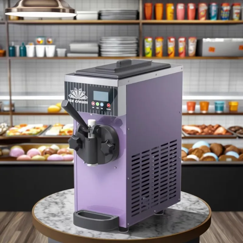 

Mini Tabletop Automatic Stainless Steel Single Head Ice Cream Machine 4.7L Can Capacity Commercial Desktop Soft Service