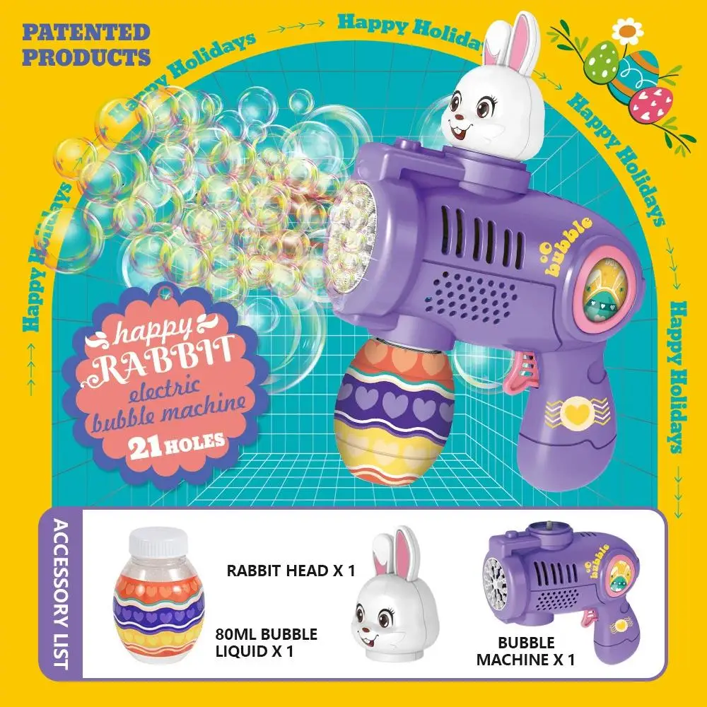 Easter 21 holes electric rabbit bubble machine outdoor toy for Wedding party beach Create surprises bubble blower for family kid