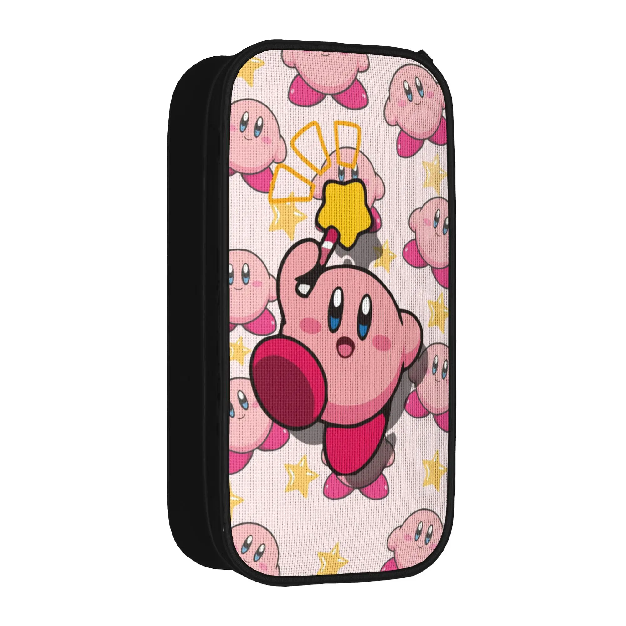 pink kirbys funny game Pencil Case Double Layer Large Capacity Kids Pen Case Amazing Gift