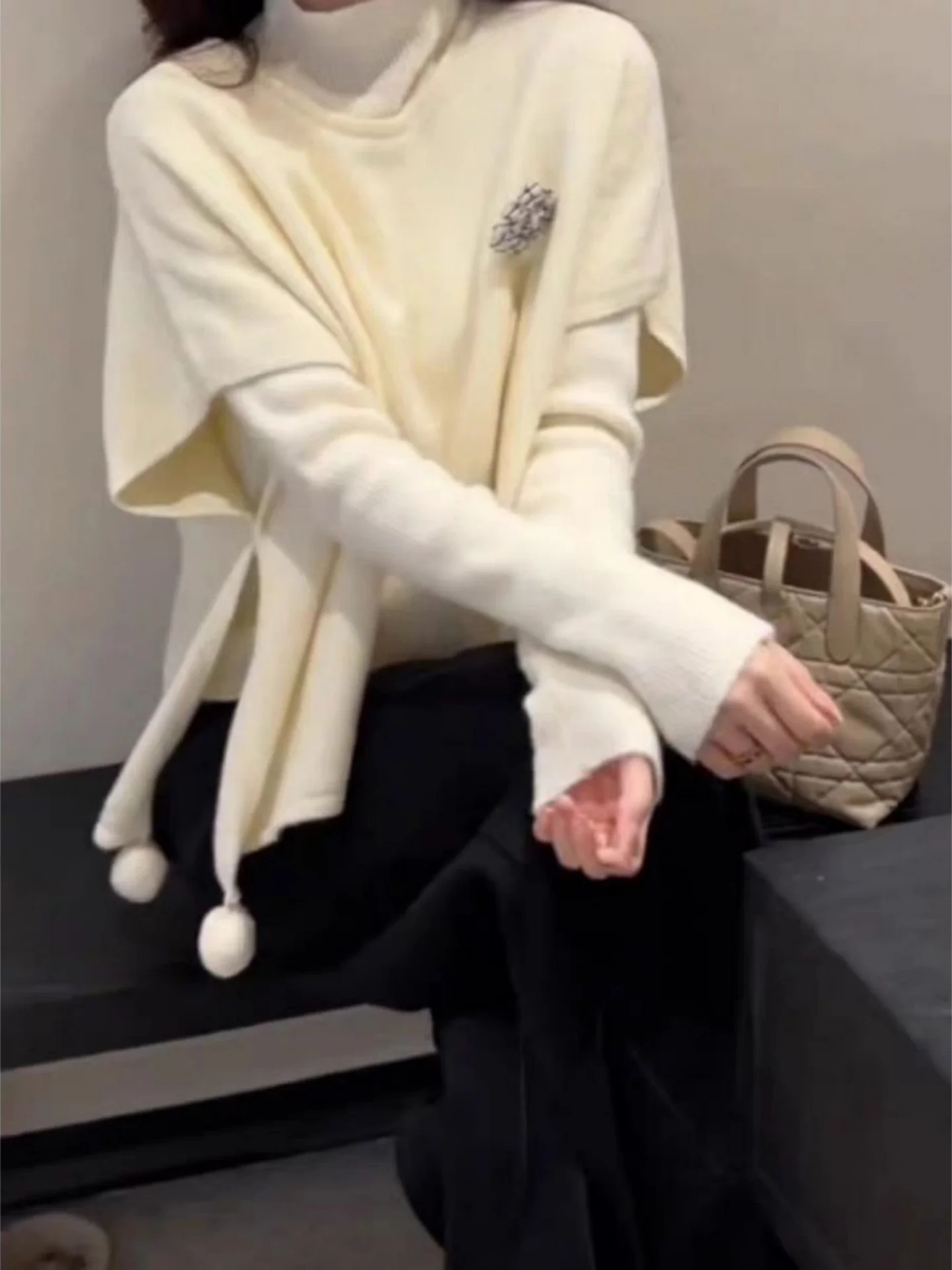 

Korean Sle Long Sve Women's Set Loose Aosphere Feeling Faionable Coat And Bot Winter Wear New Arrival Base irt