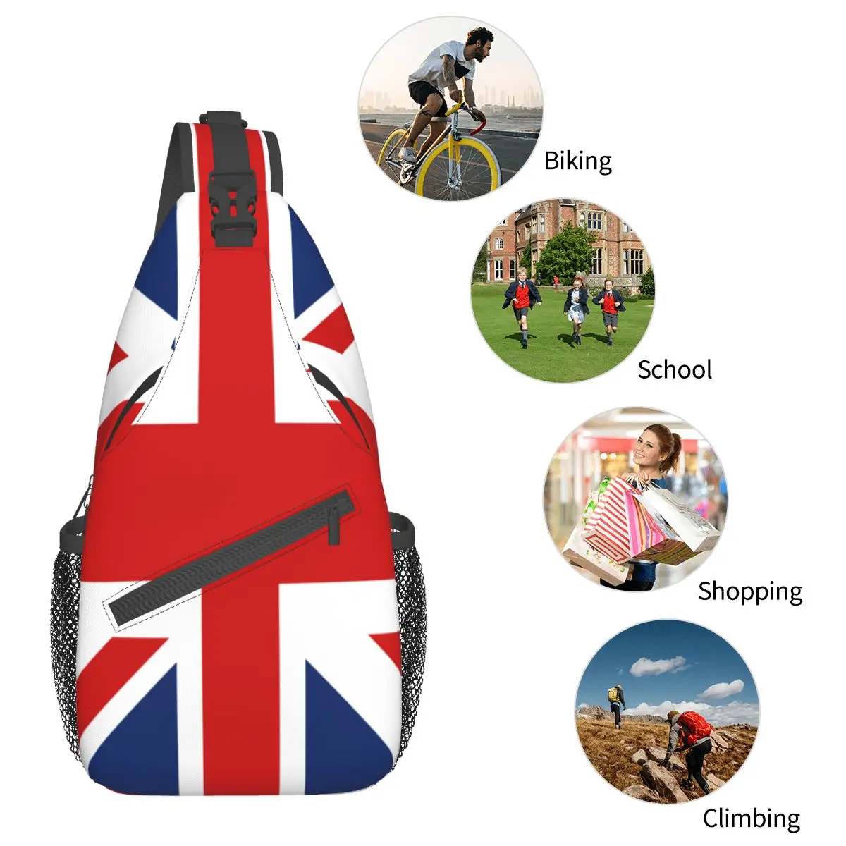 Borsa pettorale da uomo UK British Flag marsupio Casual piccola borsa da viaggio da viaggio corta borsa a tracolla a tracolla