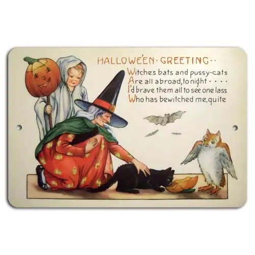 Halloween Greeting: Bewitched by Halloween Magic-Aluminum-tin sign