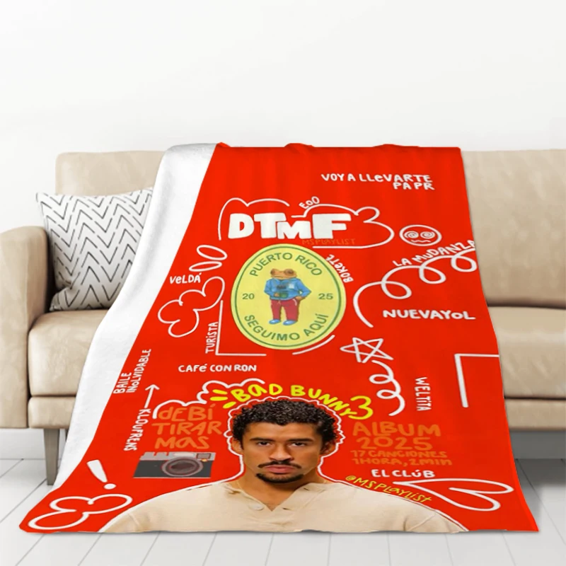 

Bad Bunny Debi Tirar Mas Fotos Album Blanket Fluffy Soft Blankets for Decorative Sofa Microfiber Bedding Portable Camping Throw