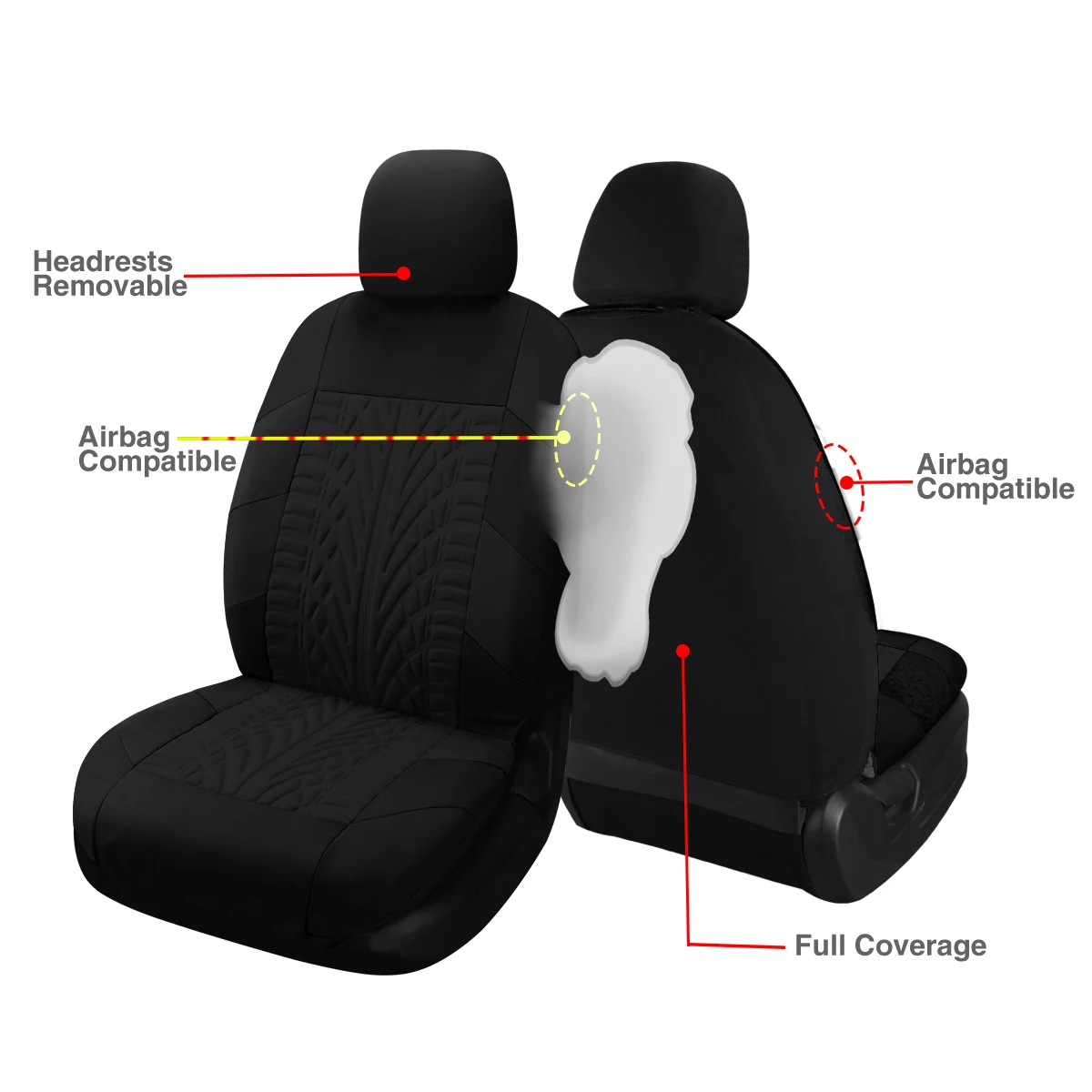 Maßgeschneiderte Four Seasons Universal Polyester Komplettset Autositzbezüge – Detail 4