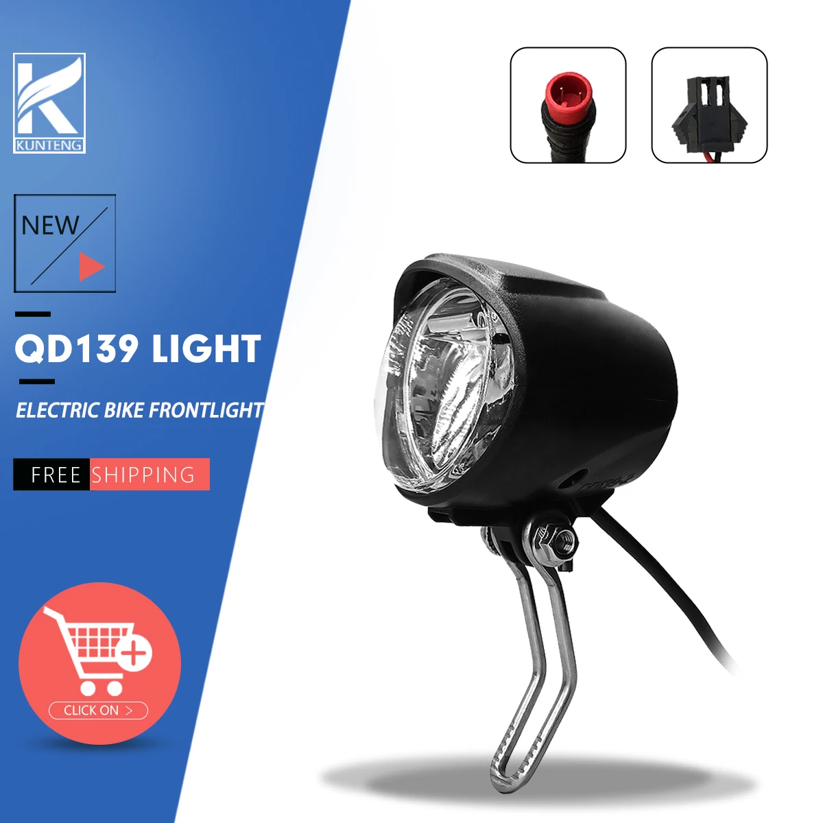 

Светодиодный передний фонарь Ebike QD139, адаптируемый к велосипедному фонаря 12 В-48 В для деталей электрического велосипедного скутера