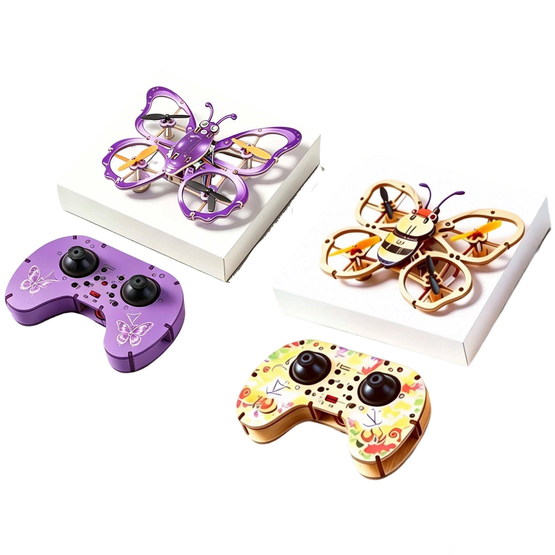 2026 New Wooden DIY Assembled Drone, Kids Quadcopter, Handmade Remote Control Plane Gift Toy
