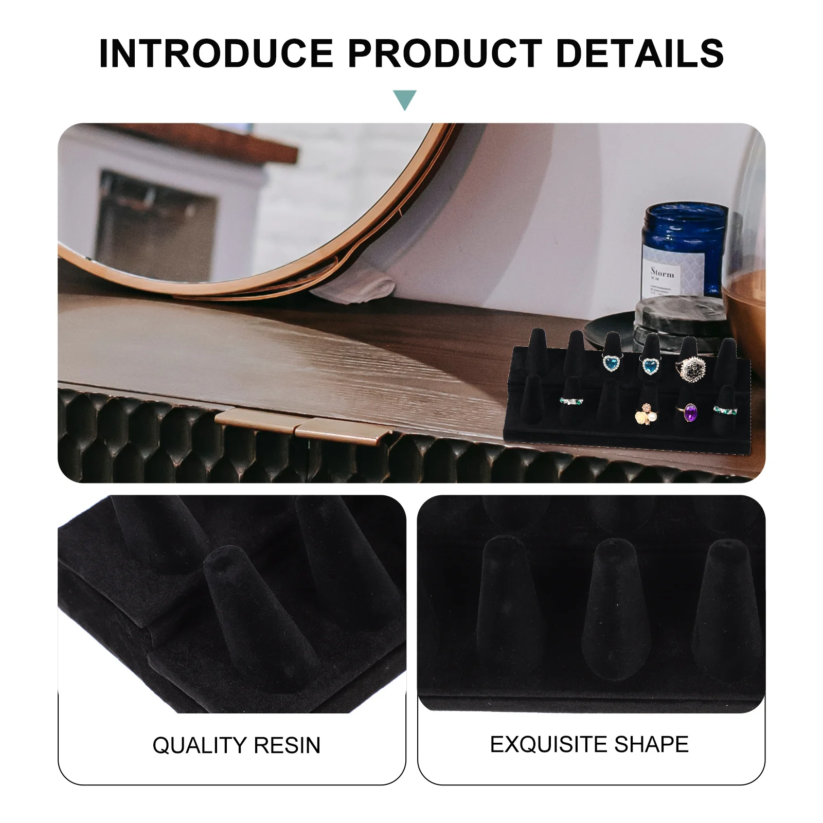 

1Pcs Ring Holder Double Layers Jewelry Display Stand Finger Ring Organizer Showcase Display Rack Double-Layer Holder