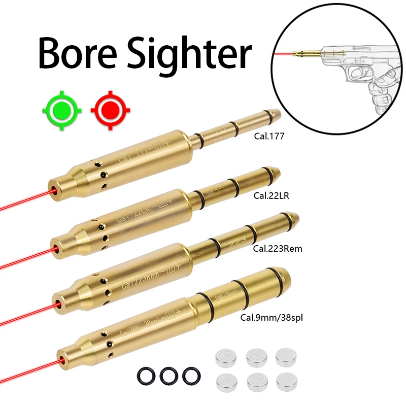 

Tactical .22LR Long Rifle Red Green Laser Bore Sight Collimator Kit 9mm.38spl/.177/.223Rem/10mm 40S&W Cal Glock 43 17 19 AK47 74