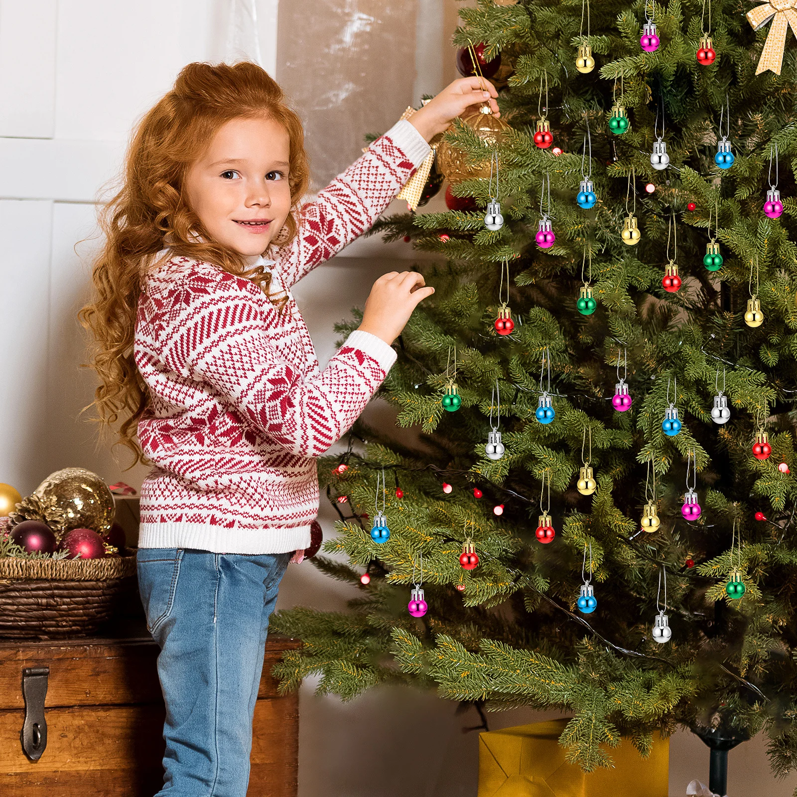 

24Pcs Christmas Hanging Ball Pendant Miniature Mixed Decoration Festival Home Garden Xmas Party Hanging Ornaments