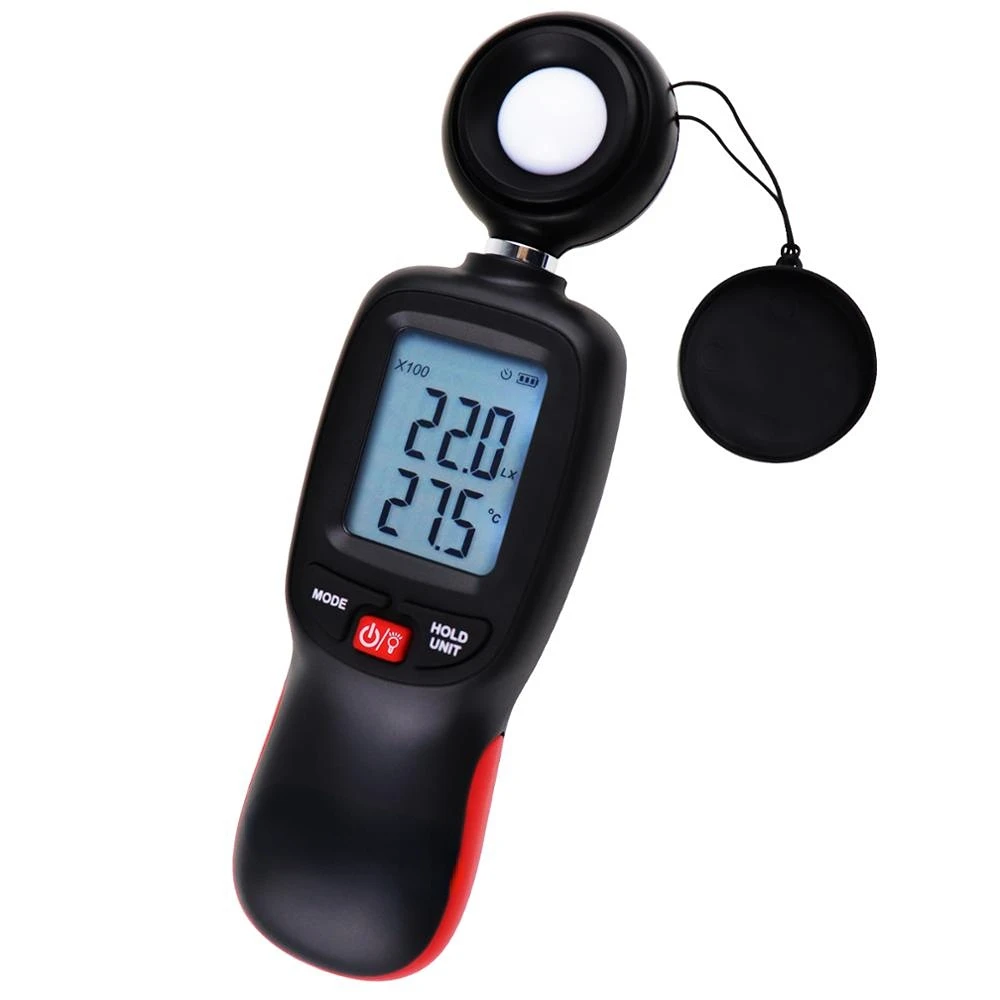 

Luxmeter Digital Light Tester Photometer up to 200,000 Lux Radiometer Illuminometer Handheld Light Meter w/ Thermosistor Probe