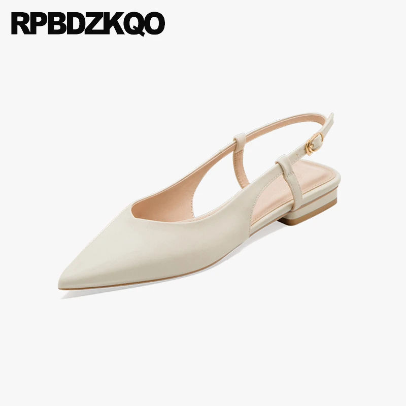 Large Size Pointed Toe Slingback Comfortable Flats Sandals Wide Fit Plain Women Work Summer 2023 Shoes Suede Candy Office Solid image 5