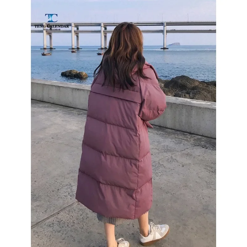 Xiaoxiangfeng-Lightweight Down Cotton Jacket for Women, Fashionable Long Style, Fried Street, Bread Pie to Overcome, Winter Clot