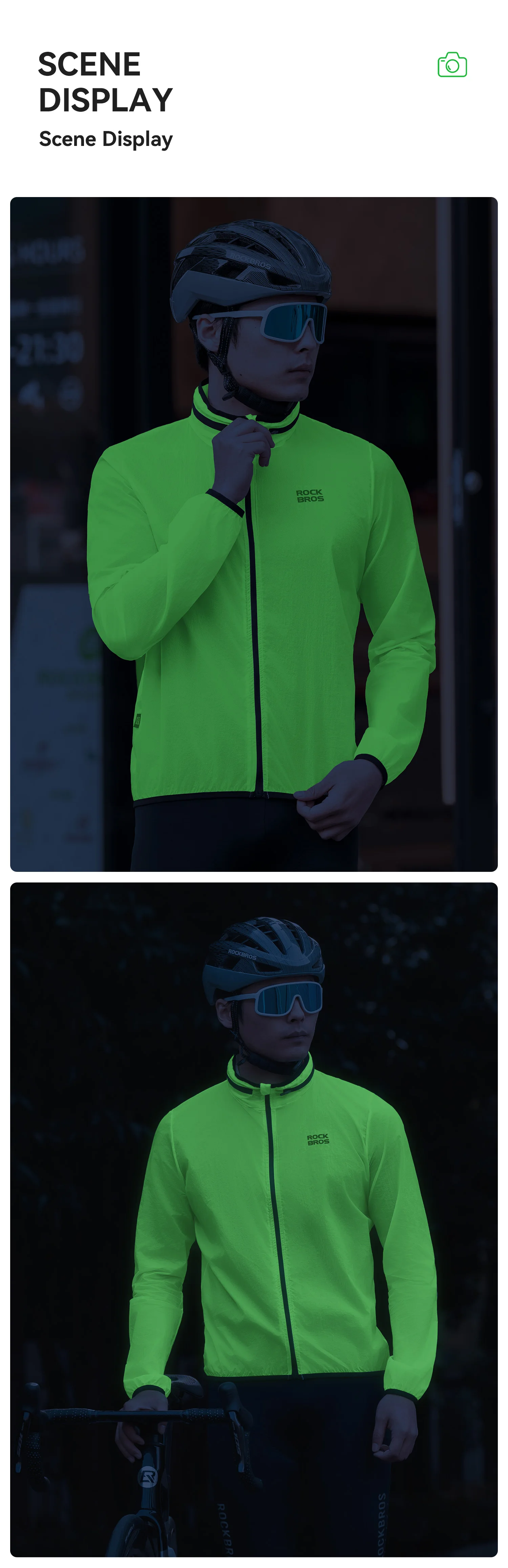 ROCKBROS Fahrradjacke mit automatischem Farbwechsel, atmungsaktiver, reflektierender, leichter Fahrradwindbreaker mit Elastizität – Detail 7