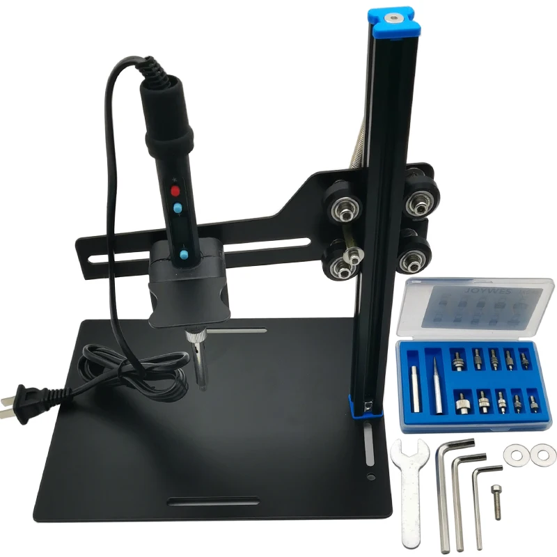 

220V Vertical Heat Set Insert Hand Tool Pressing Machine Hot Melt Brass Knurled Nut Embedded Insertion Soldering Iron 200-400℃