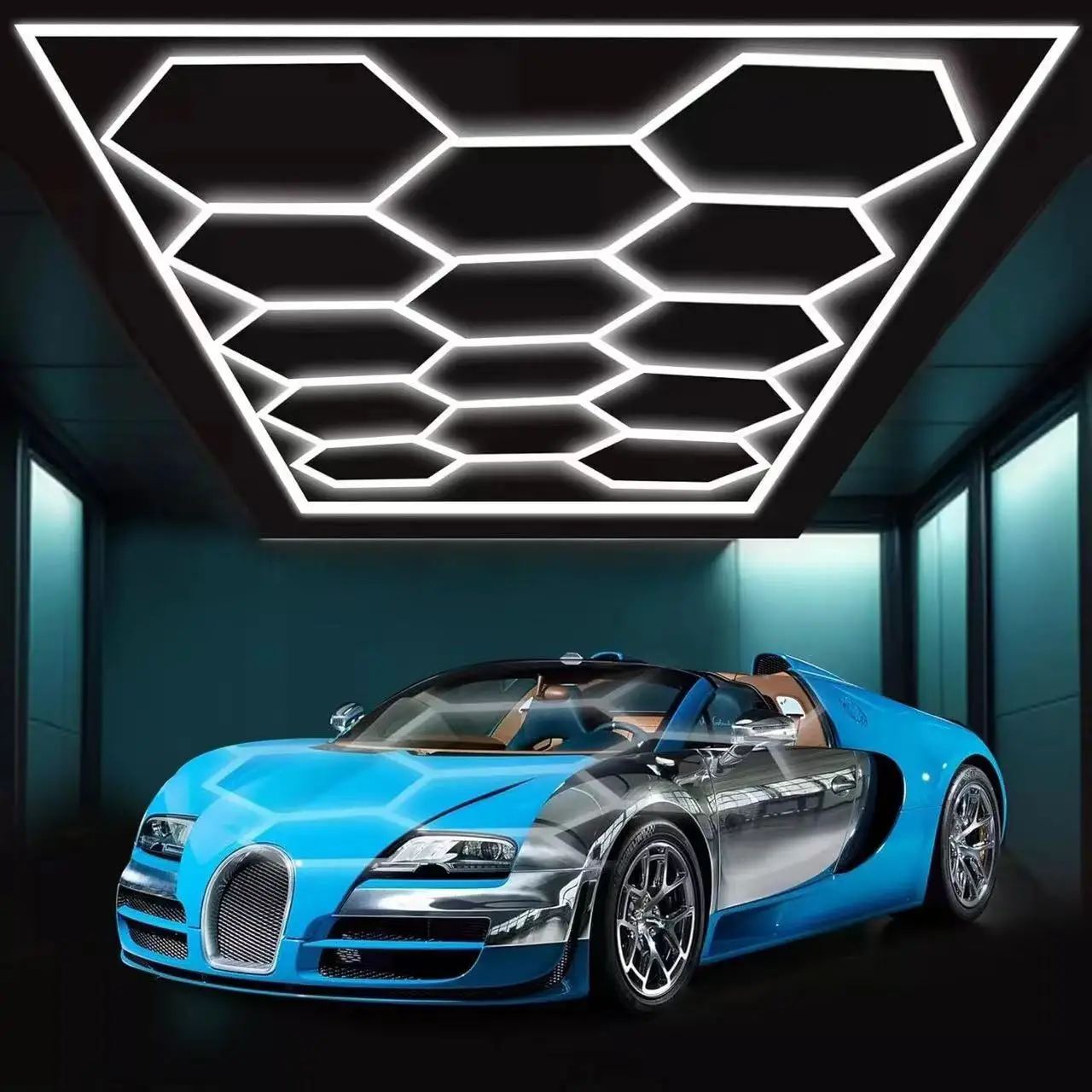 

Car wash honeycomb light 220V cross-border car wash light, car beauty shop waterproof film auto repair garage