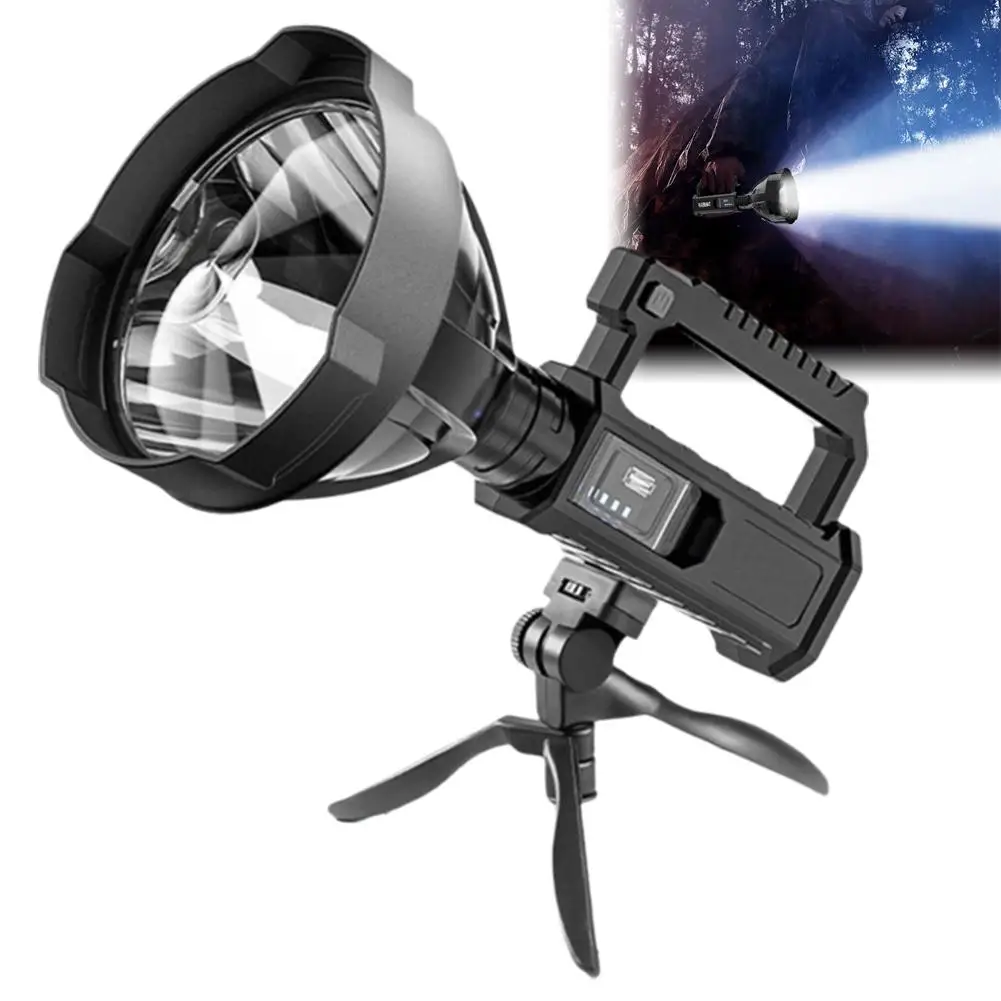 

Handheld LED Flashlight Searchlight USB Rechargeable Light Torch Portable With Super Bright Work Lantern Outdoor Stand Q2L1