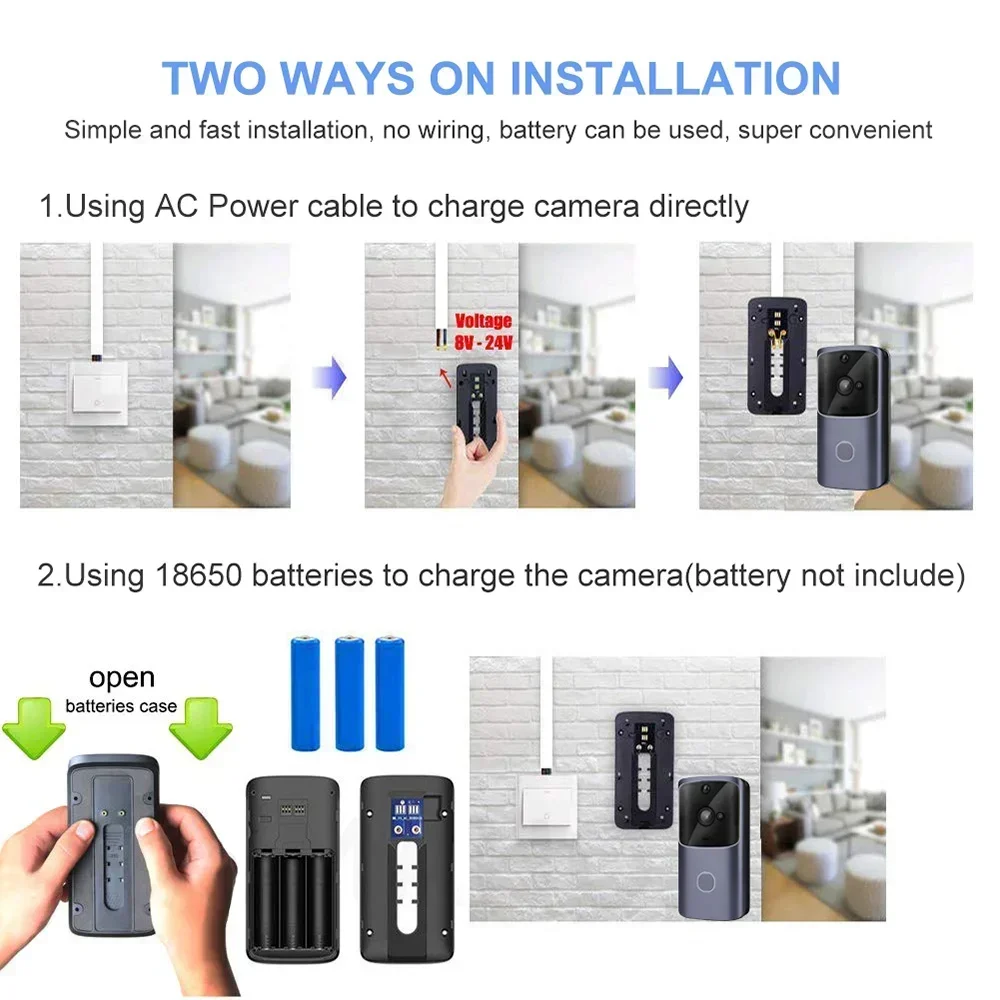 WIFI Doorbell Smart Home Wireless Phone Door Bell Camera Security Video Intercom 720P HD IR Night Vision For Apartments