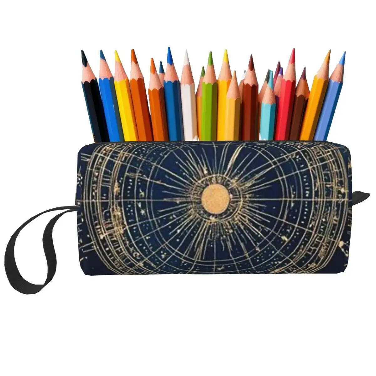 Starry Night Sky With Glowing Golden Star And Constellation Pencil Case for Boys Girls Pen Box Pencil Bag Women Organizer Pouch