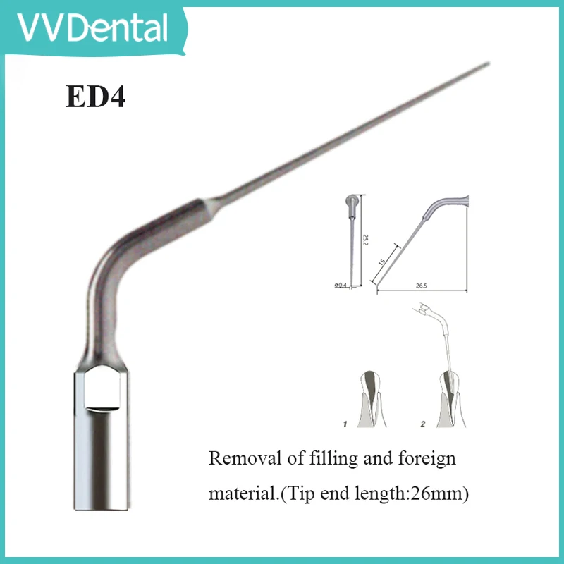 

VVDental Ultrasonic Dental Scaler Endo Tips ED4 Endodontic File scaling Tips for SATELEC/DTE Handpiece