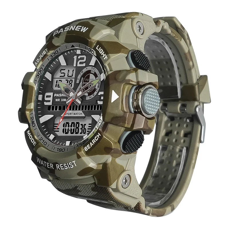 

Military Men Sport Watches Multifunction Big Dial Waterproof Digital Hand Clock Boy Original Tactical Camouflage Wristwatch Male