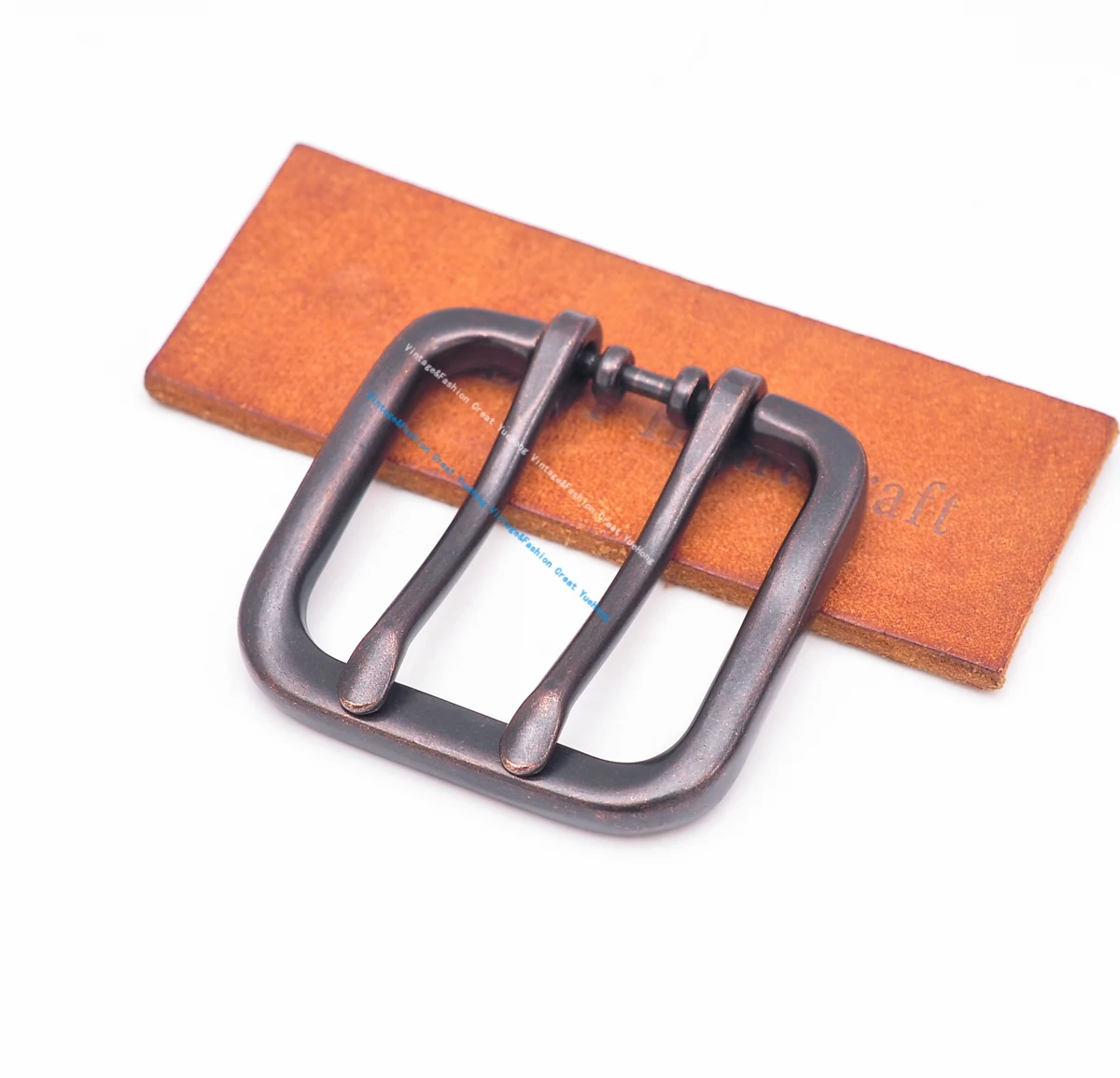 Men Sturdy Antique Copper Black Wide Prong Double Pin Leather Metal Belt Buckle For Jeans Apparel