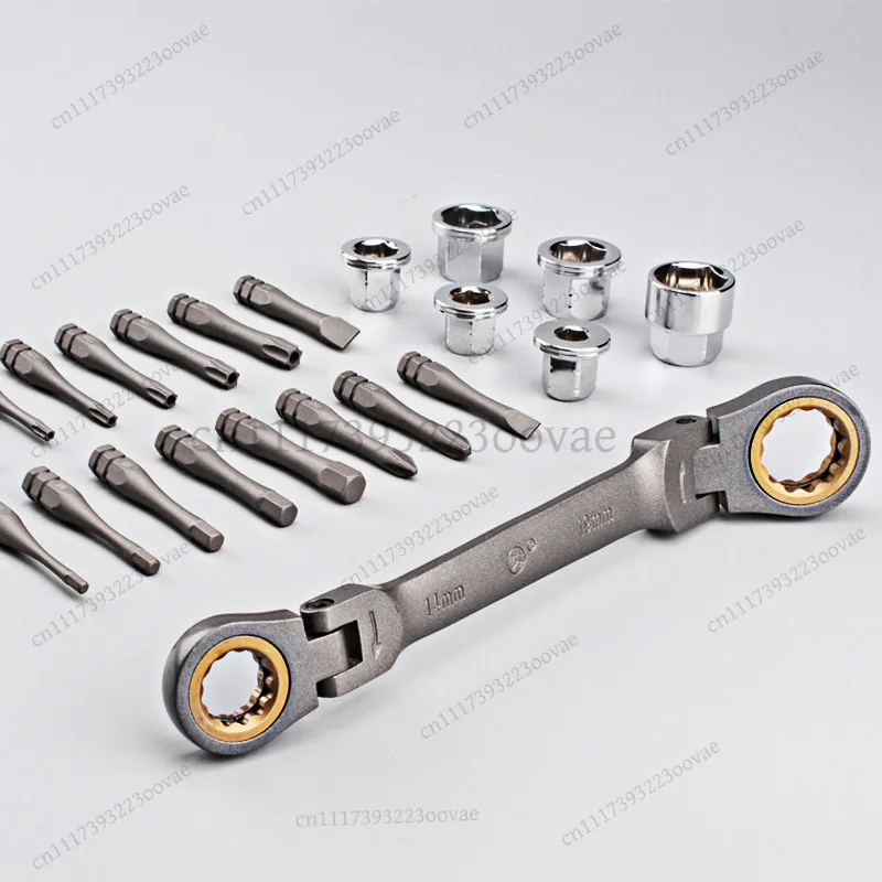 23Pcs Ratchet Wrench Set Adjustable Double End Spanner Universal Socket Tool Kit Car Repair Hardware Hand Tools Toolbox