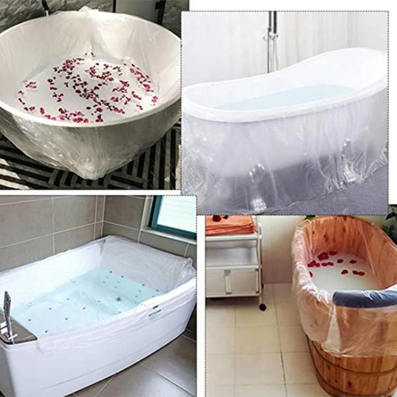 20Pcs Disposable Bathtub Bag, Portable Clear Disposable Thick Bathing Cover Bag Perfect For Travel,Hotel,SPA,Household