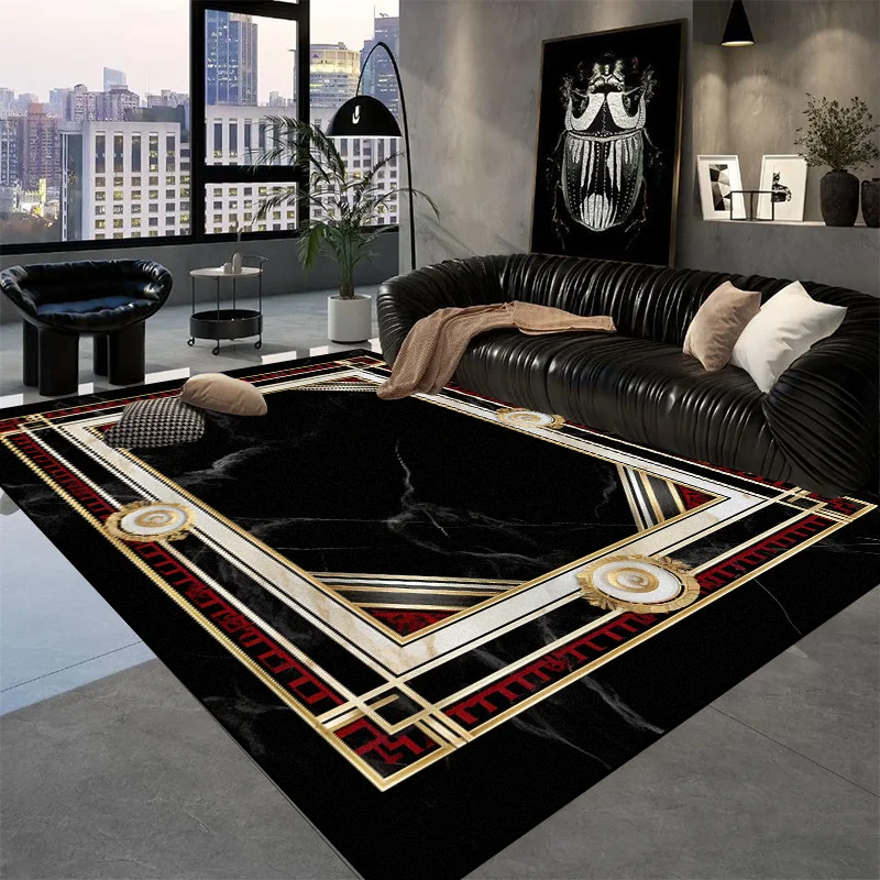 Europe and America Luxury Rugs for Living Room Decoration Home Golden Parlor Large Carpet Non-slip Bedroom Mat Washable Soft Rug