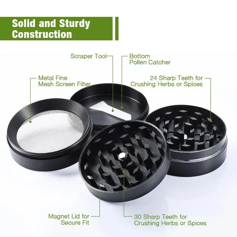 40/50mm Metal Herb Grinder 4-Layer Portable Manual Tobacco Spice Mill Crusher Cigarette Raw Grass Grinder Smoking Accessories