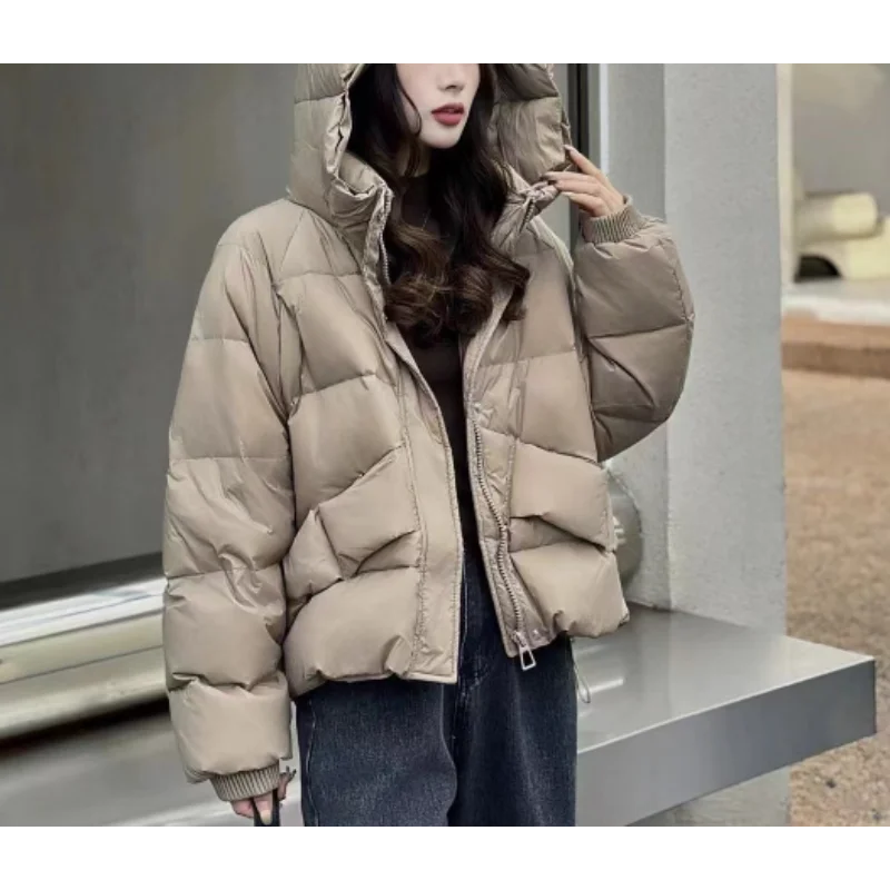 Hooded Down Jacket for Female, Large Version of The Fashion, Casual Temperament Jacket, Stand-up Collar, Winter Coat, Tide, New