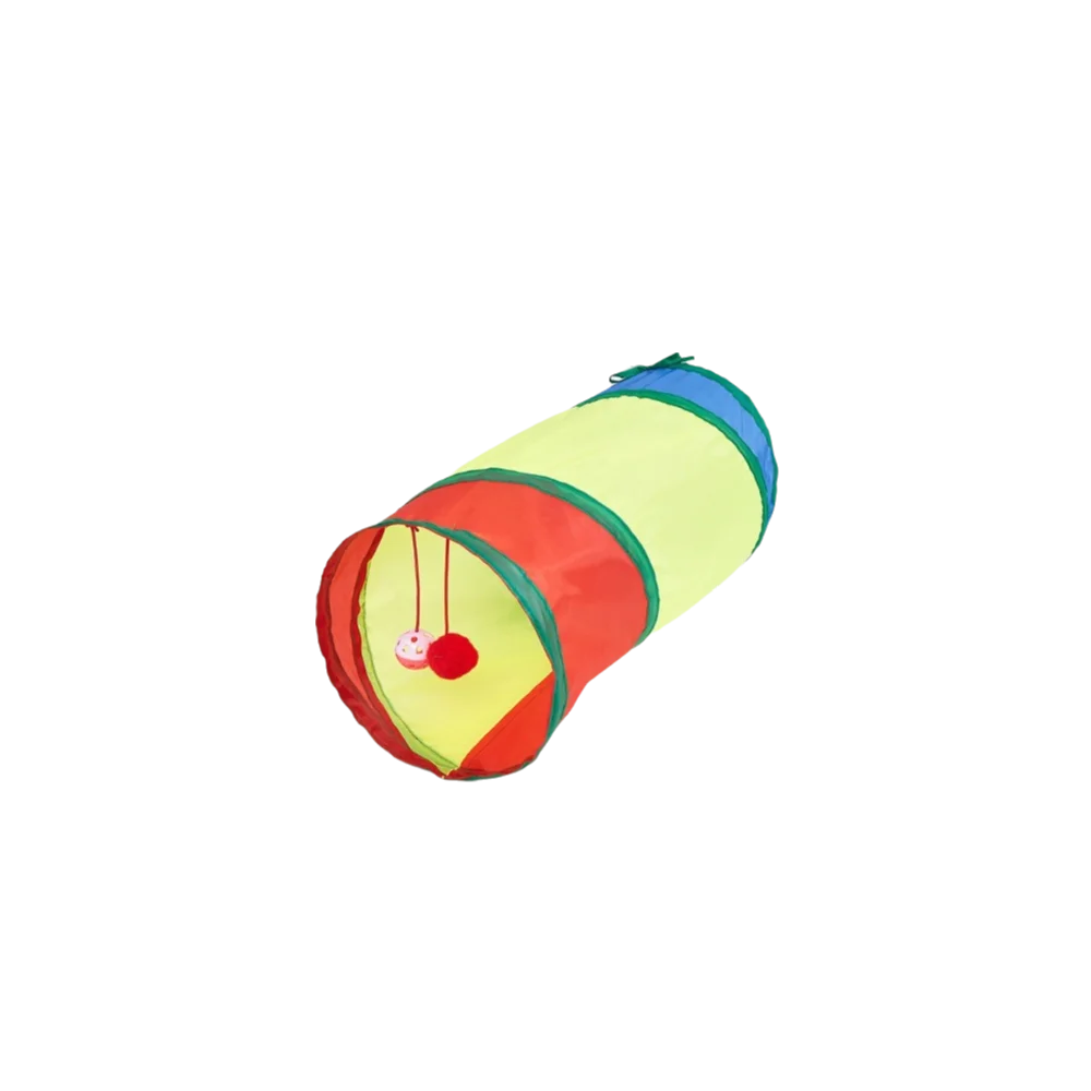 Funny Colorful Folding Cat Tunnel Toys Breathable Interactive Kitty Training Toy with Ball Pet Collapsible Tube Toy Training
