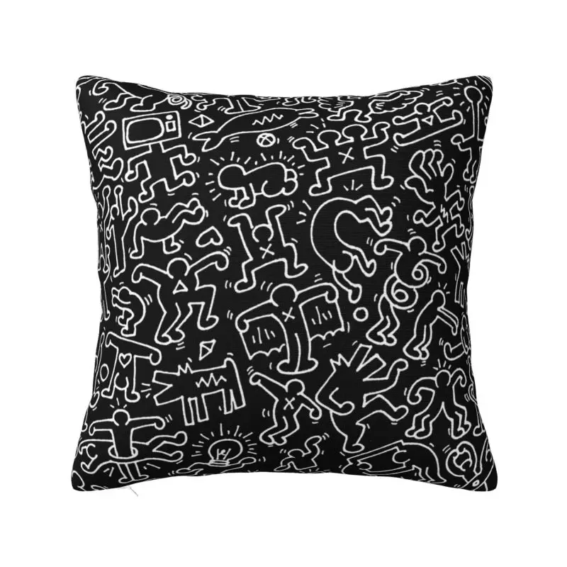 Custom Haring Abstract Geometric Cushion Cover 40x40cm dance Graffiti Art Velvet Luxury Pillow Case