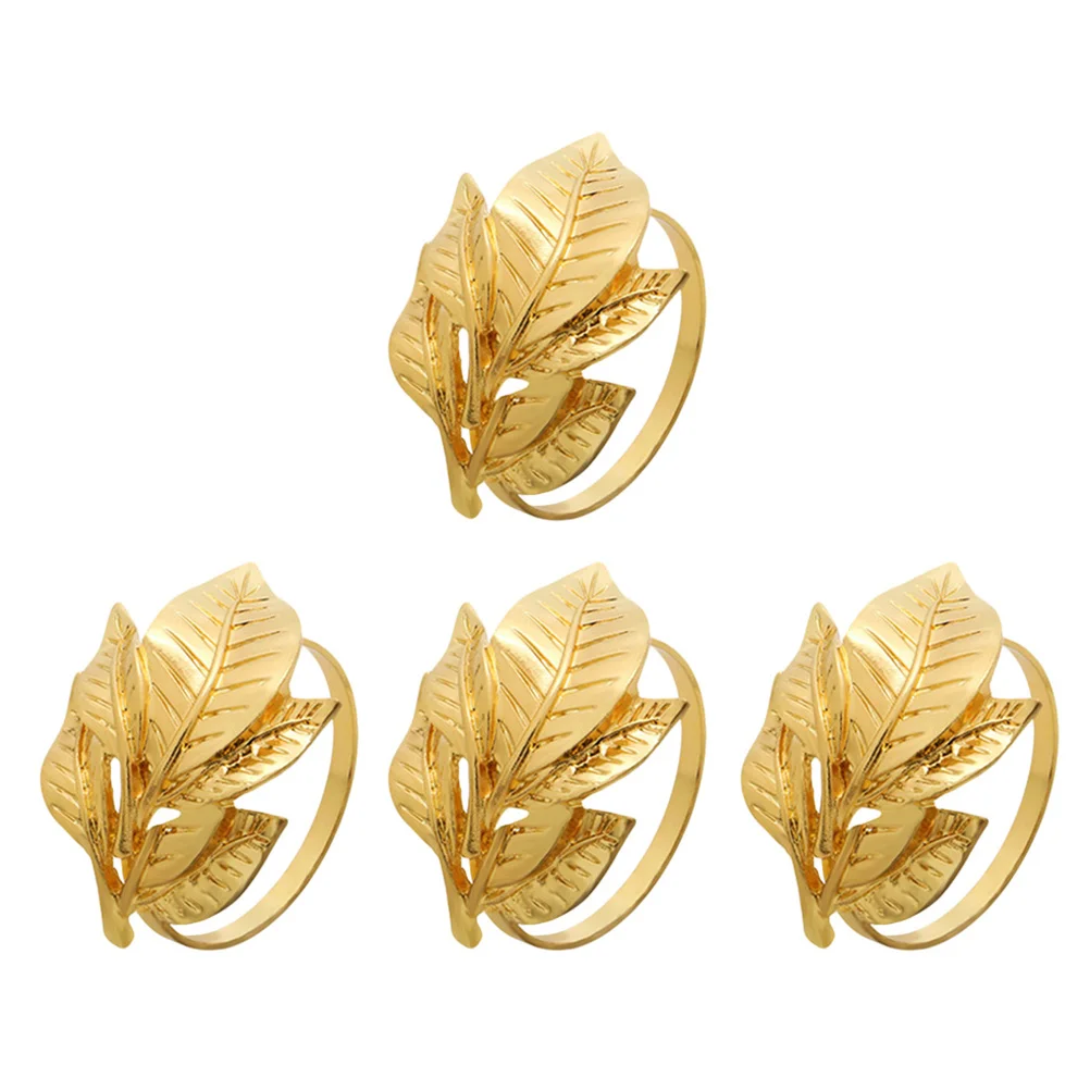 

4Pcs Elegant Napkin Holders Metal Plated Finish Reusable for Party Wedding Holiday Table Setting Decorative Ring Napkin Ring