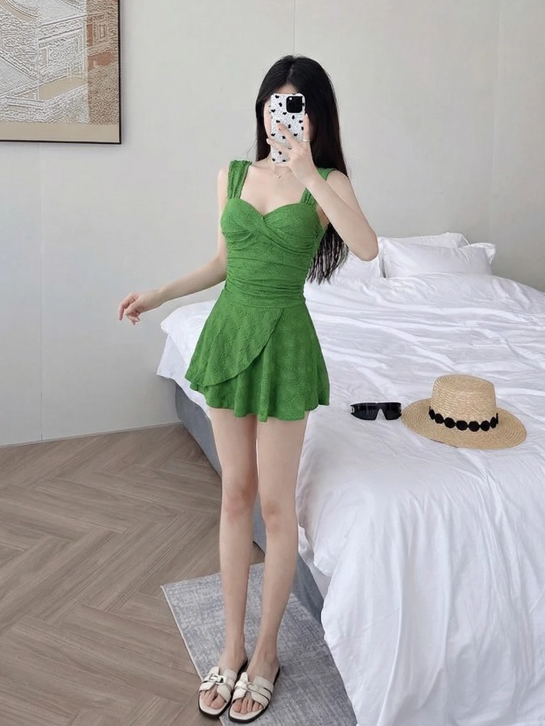 

2026 New Style Slimming One-Piece Swimsuit Thai Style Hot Spring Private Bathing Suit Women's Fashionable Casual Swimwear