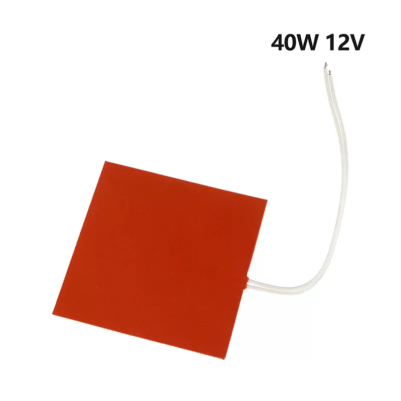 40W 12V Silicone Heating Pad for 3D Printer Square Flexible Waterproof Rubber Heat Mat - Heated Bed Plate for 3D Printing