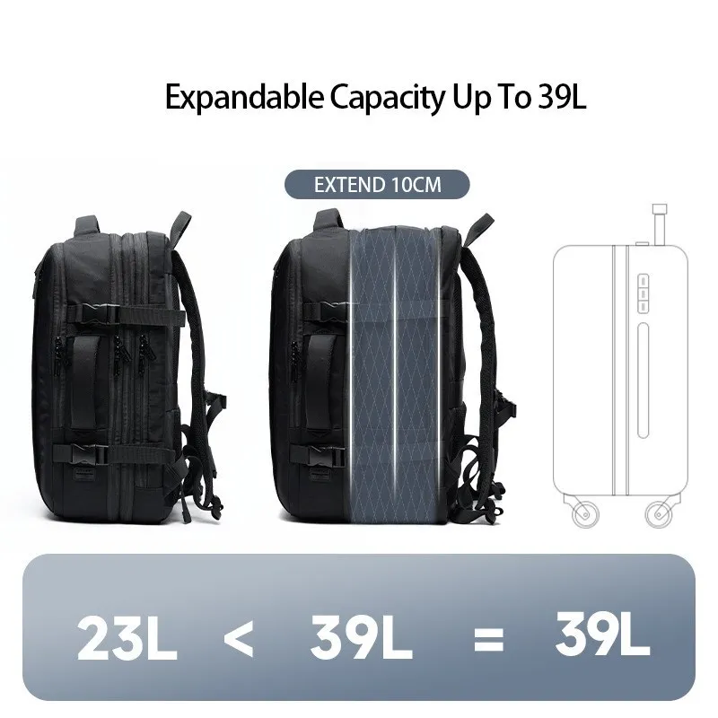 Travel Backpack Men Business Backpack Schoolbags Expandable Large Capacity 15.6 Laptop 180° Open Waterproof Fashion