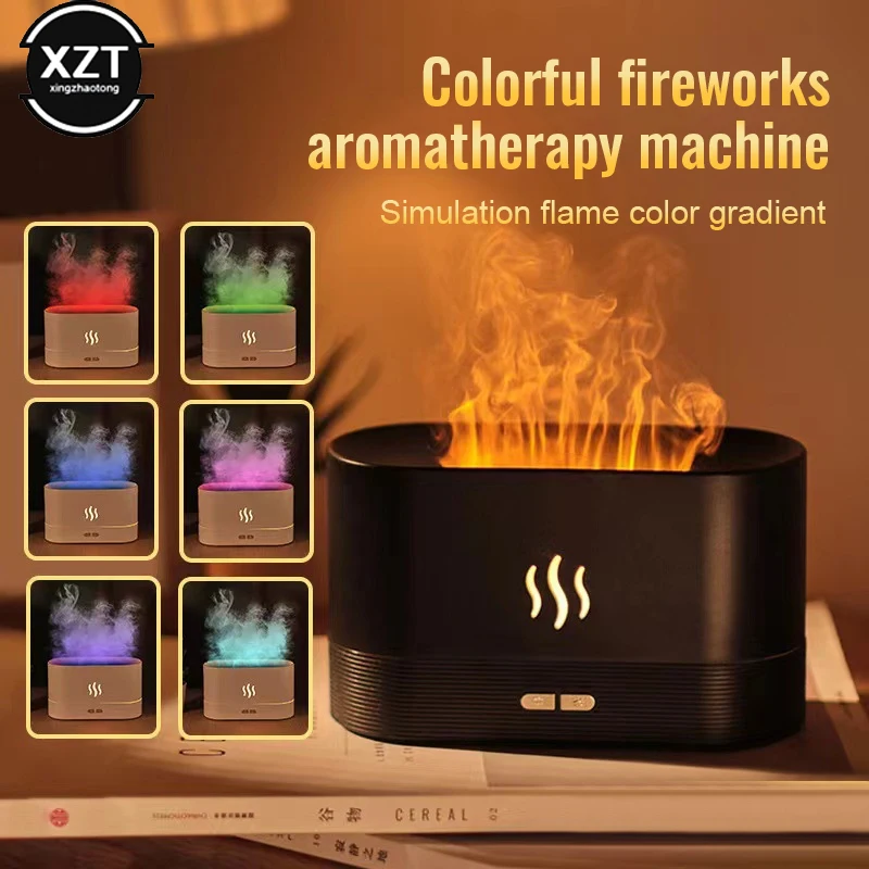 

180ML Flame Fire Humidifier Aromatherapy Diffuser Ultrasonic Aromatic Essences House Air Humidifier Fragrance Diffusers For Home