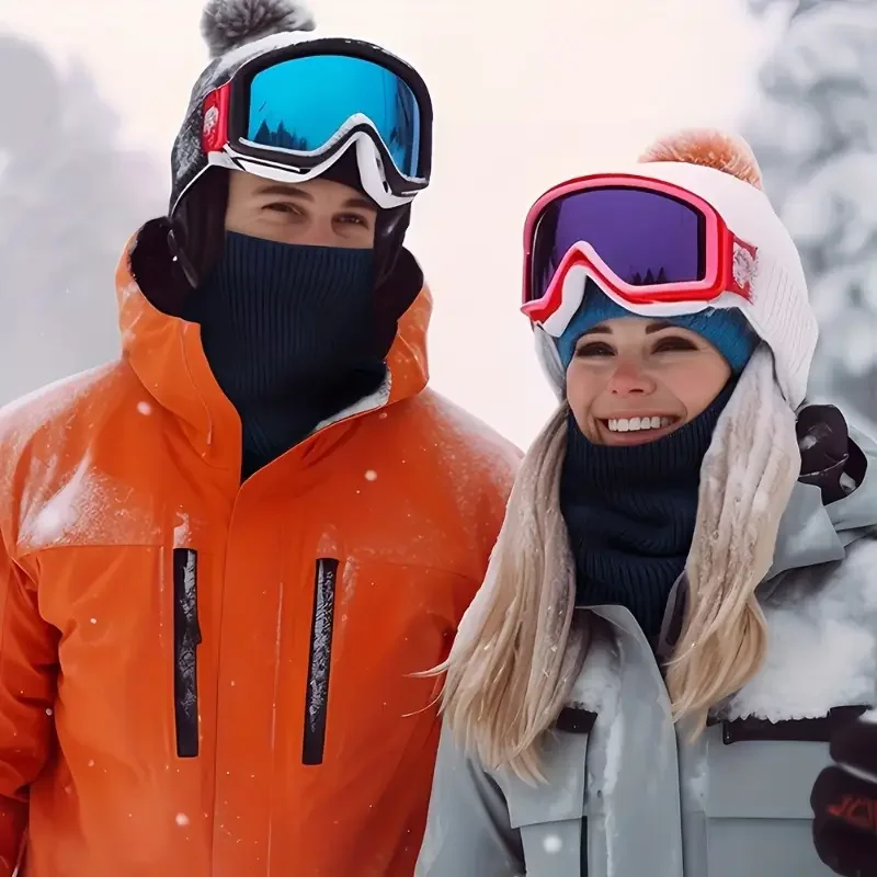 Warm Knitted Scarf Thickened Plush Windproof Winter Neck Gaiter Cold Weather Outdoor Sport Ski Running Men Women Tube Scarf